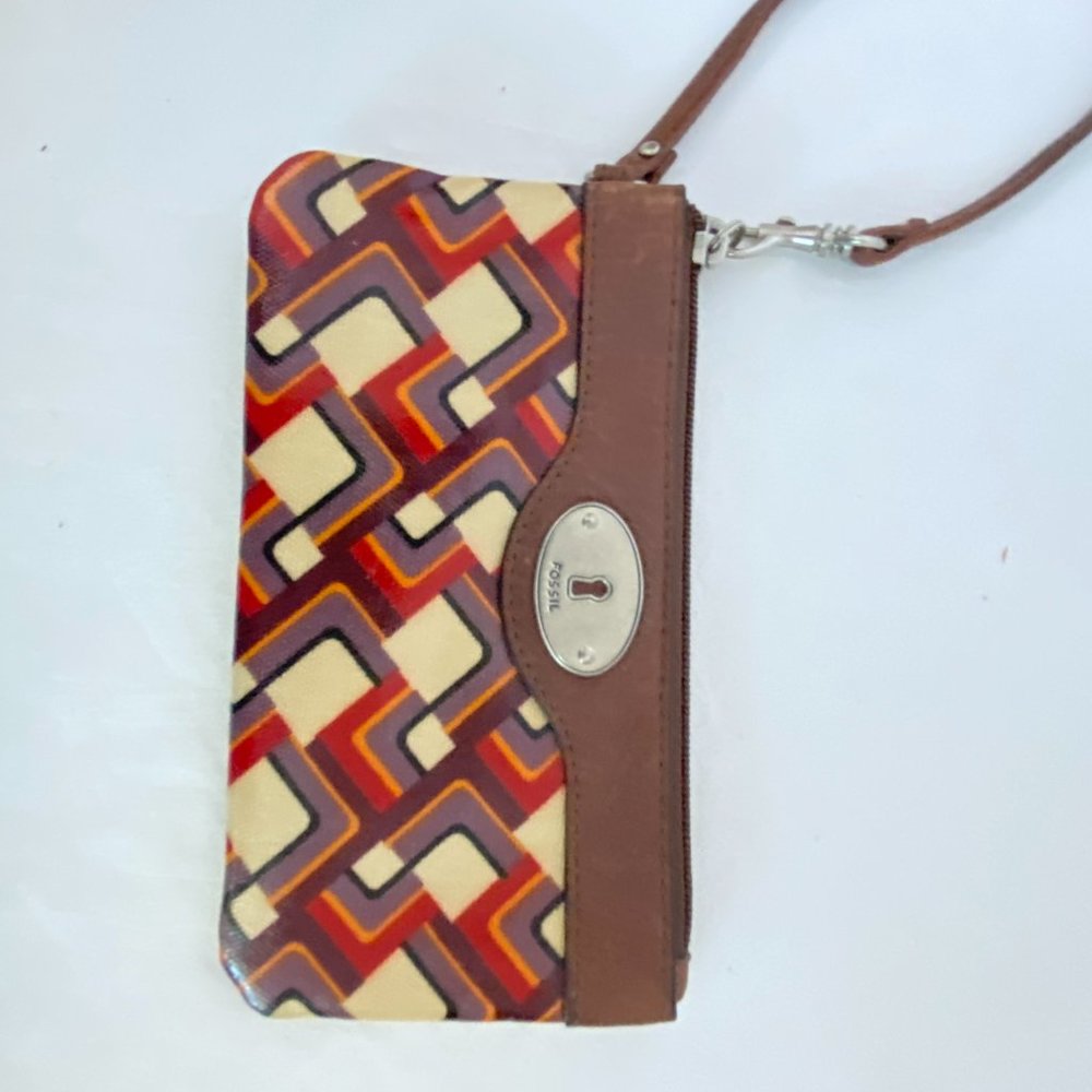 Fossil Key-Per Coated Canvas Wristlet New With Ta… - image 5